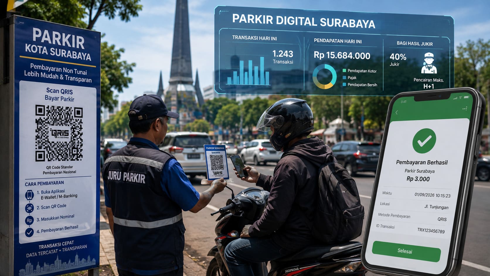 Parkir Surabaya Makin Digital, Bagaimana Teknologi Mengubah Pengelolaan Uang di Jalan?